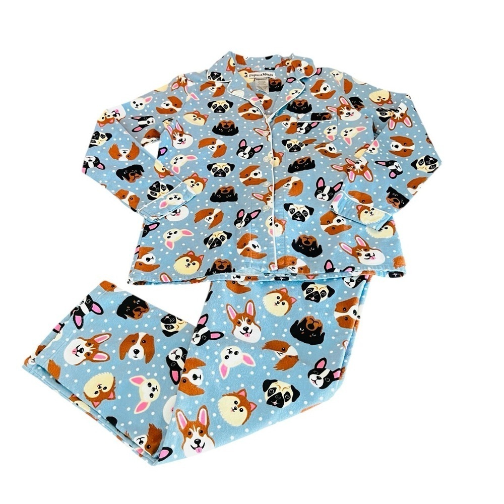 Pajama Mania Women's Dog Print Pajama Set - Blue and Brown Size Small - Picture 14 of 14